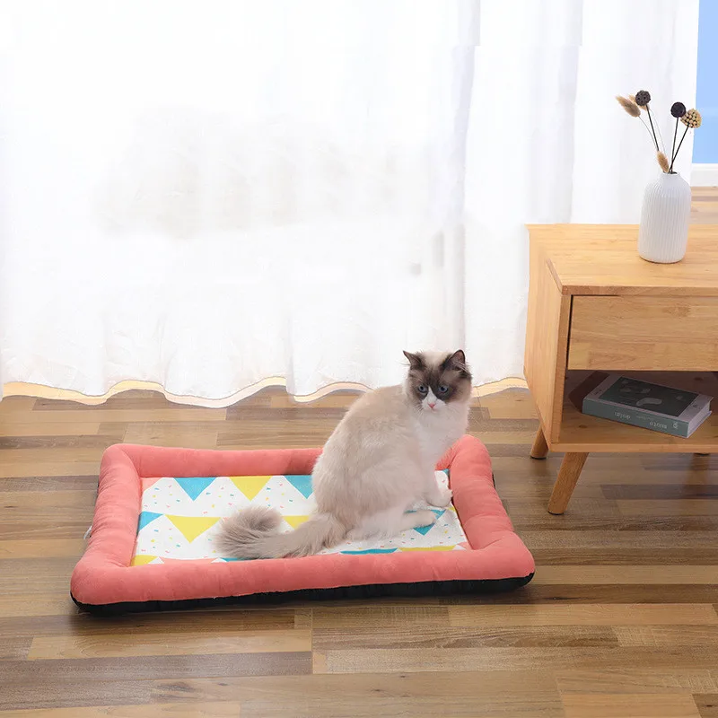 Pet Dog Cat Mats Kennel Puppy Beds Pad Summer Heat Dissipation Breathable Non-Slip Floor Mat Pet Nest Sleeping Blanket