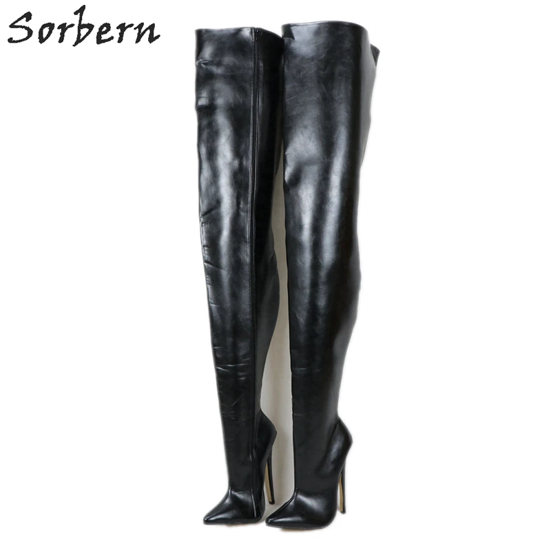 

Sorbern Custom Shaft Length Women Boots 18Cm High Heels Crotch Thigh High Unisex Boots For Guys Crossdresser Transgender Boots