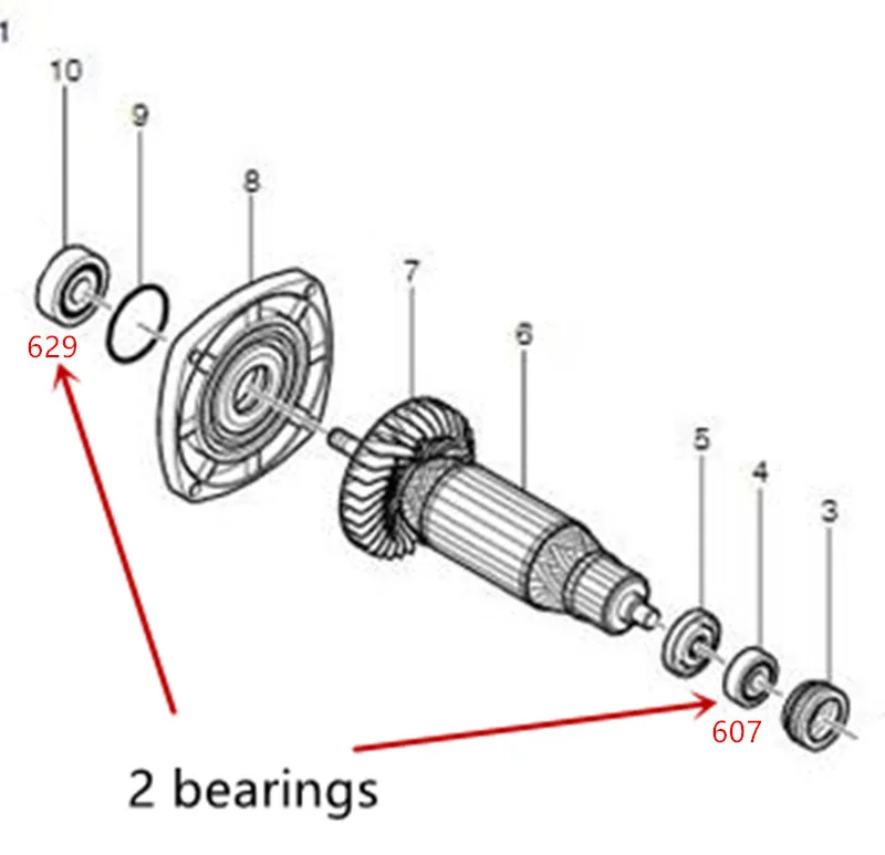 Rodamientos de repuesto para Makita 210034, 7, 210071, 1, 9556HNG, 9558NBR, GA5030, GA4530, GA4030, GA5034, GA4534, GA4031, PJ7000, GA4030R, GA4034