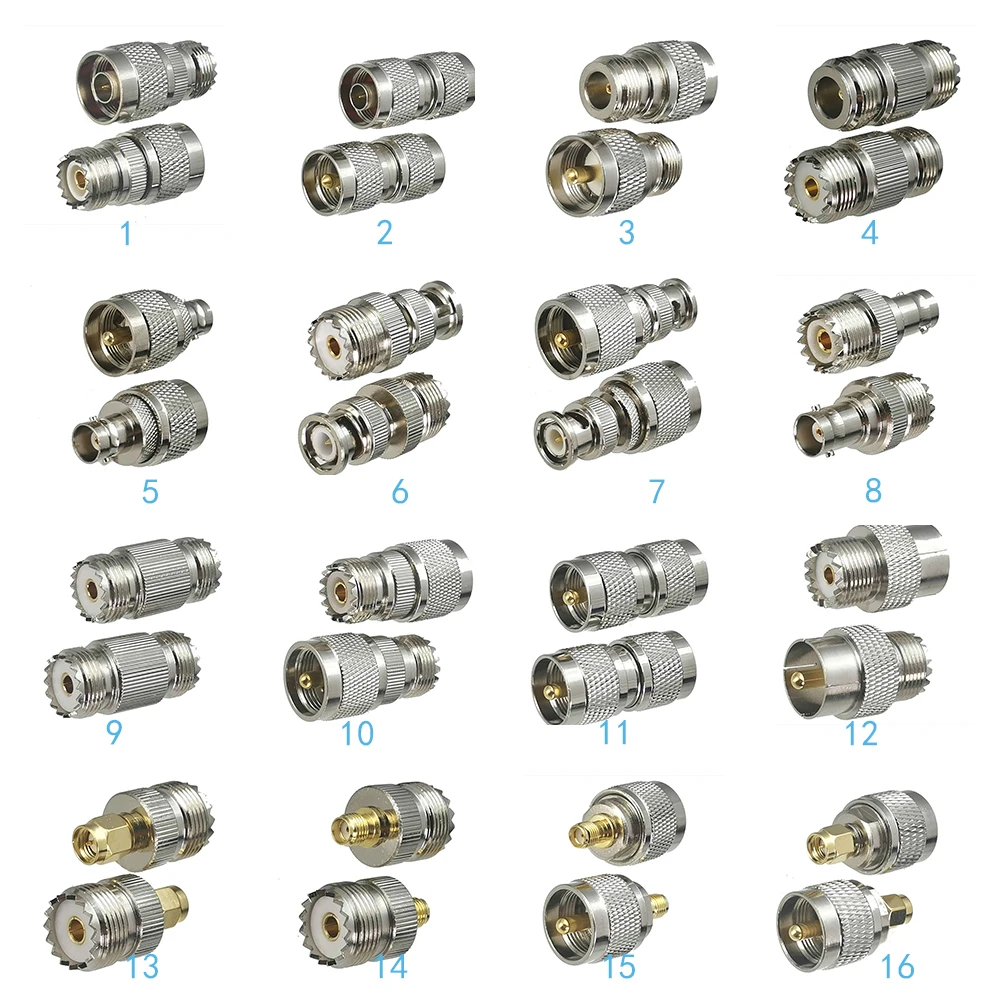 

1 шт. переходник с UHF PL259 SO239 на N / BNC / UHF / SMA штекер и гнездо прямой RF коаксиальный Преобразователь Новый латунь