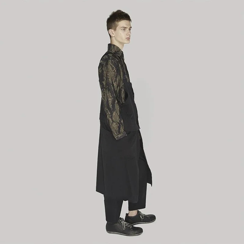 Men's new style men's hair stylist workwear designer skirt and pants to connect trousers plus size clothing