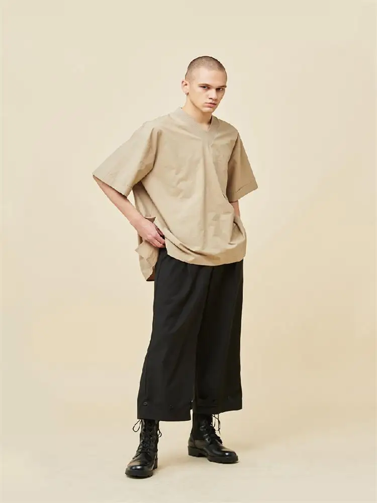 

Men's new dark European and American style Yamamoto Yoji men's leisure and loose nine wide leg pants