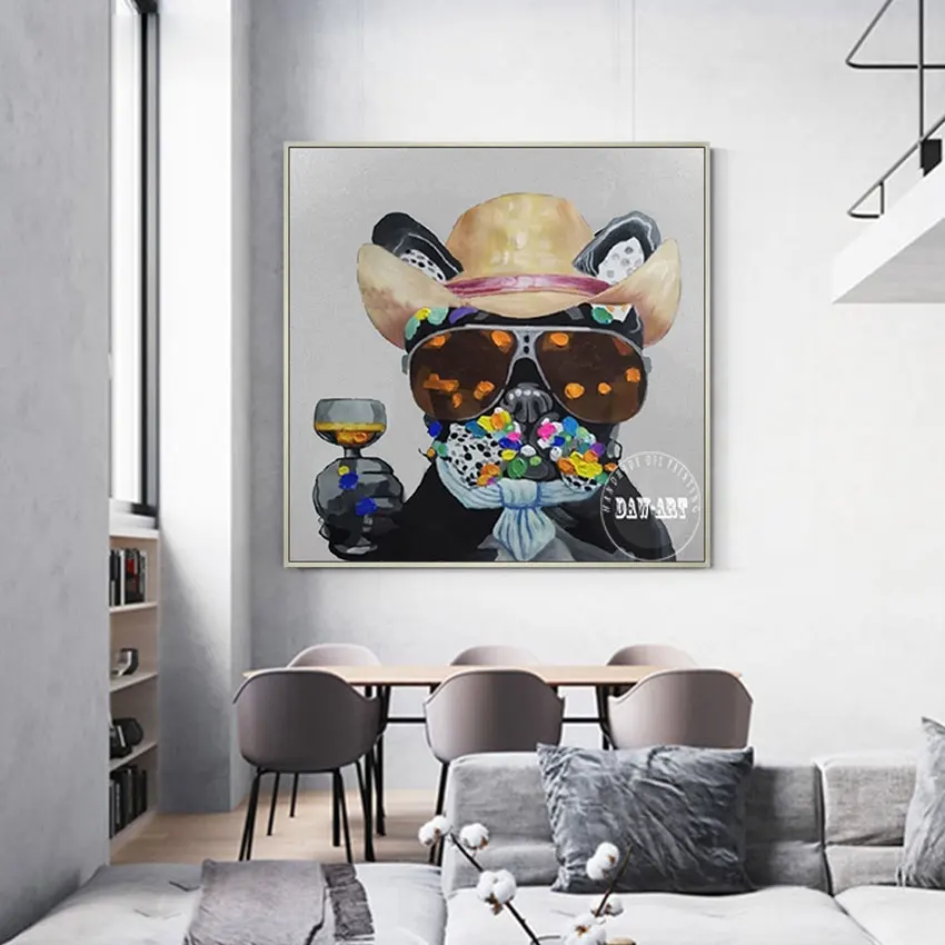 

3d Animal Design Artwork Abstract Dog Cartoon Picture No Framed Art Decorative Wall Canvas Dropshipping Oil Painting Examples