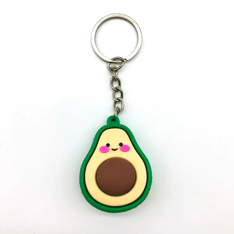 New Fashion Simulation Fruit Avocado Smile-shaped Keychain 3D Soft Resin Avocado Key Chains Jewelry Fashion Wedding Party Gift