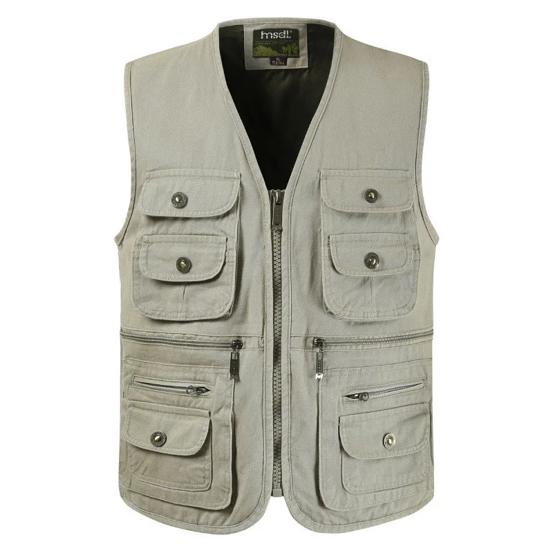Mens Large Size Loose Multi Pocket Fishing Vest Climbing Camping Travel Outdoor Waistcoat Multi-Pocket Photography Hunting Vests