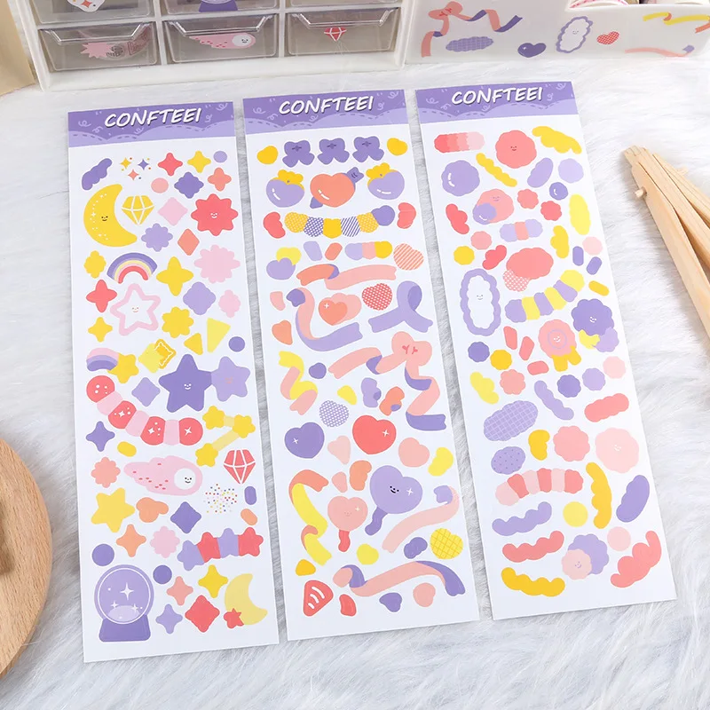 

Kawaii Ribbons Stars Moon Pg Stickers Cute Students Beautification Props Hand Account Collage Material Tools Sealing Stickers