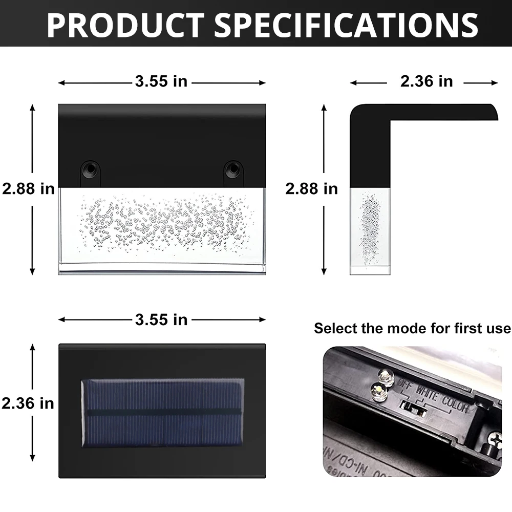 Luce solare a LED per esterni luce per recinzione a LED impermeabile per gradini, cordini, ringhiere, pareti, bianco caldo/cambio colore