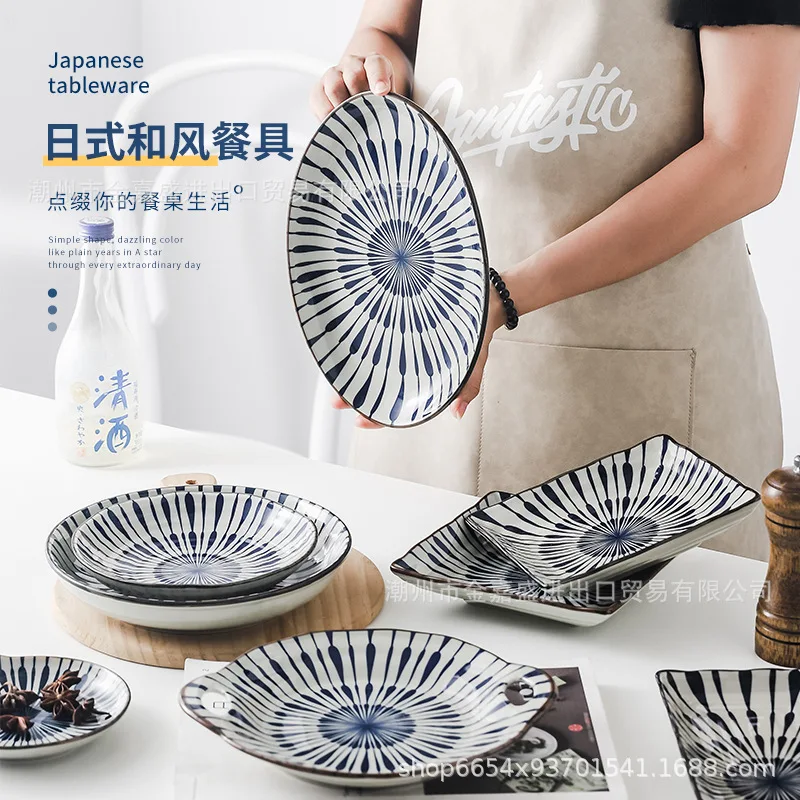 

Japanese style and wind ceramic plate creative hand-painted tableware household fruit plate sushi fish plate restaurant