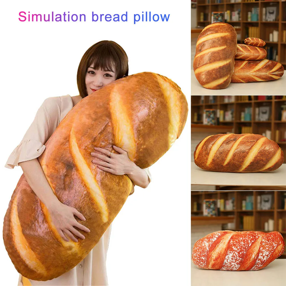 3D Simulation Bread Pillow Food Pillow Sofa Cushion Funny Plush Stuffed Toy Long Body Pillows For Kids Children Birthday Gift