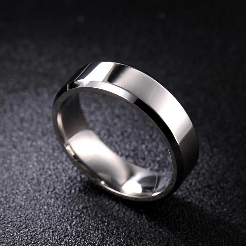 Trendy Stainless Steel Black Rings for Women Wedding Rings Men Jewelry Width 6mm