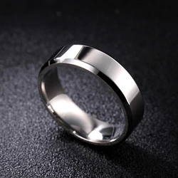 Trendy Stainless Steel Black Rings for Women Wedding Rings Men Jewelry Width 6mm