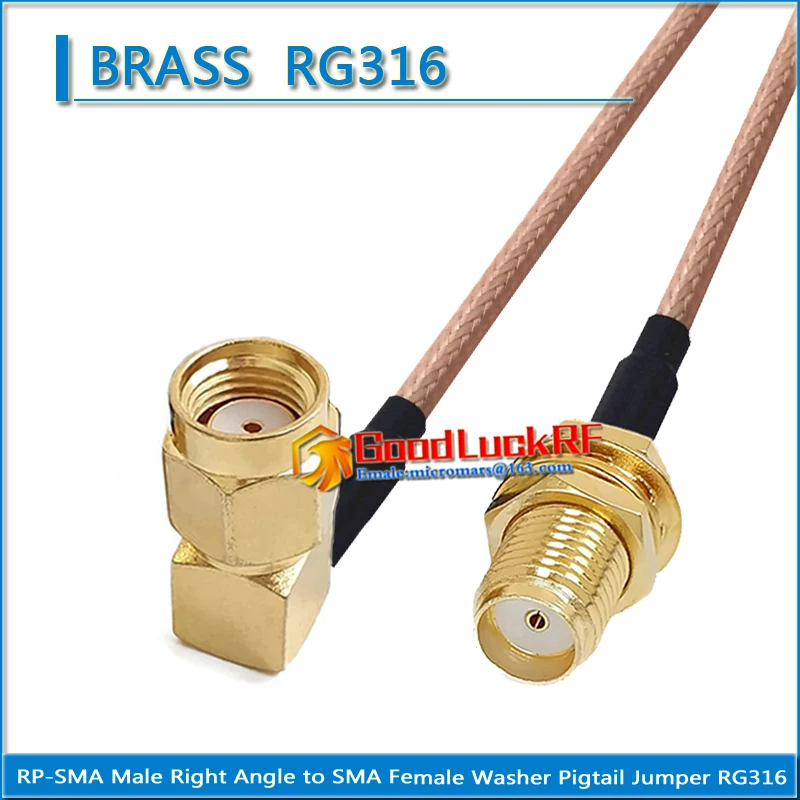 

1X Pcs RPSMA RP-SMA RP SMA Male 90 Degree Right Angle to SMA Female Washer Bulkhead Nut Plug Coaxial Pigtail Jumper RG316 Cable