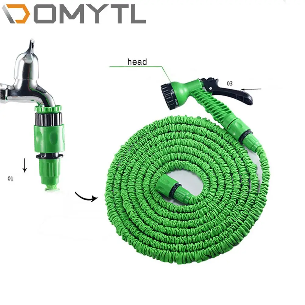 25/50/75/100/125/150F Garden Irrigation Watering Hose Water Retractable Natural Latex High Pressure Car Wash Tools