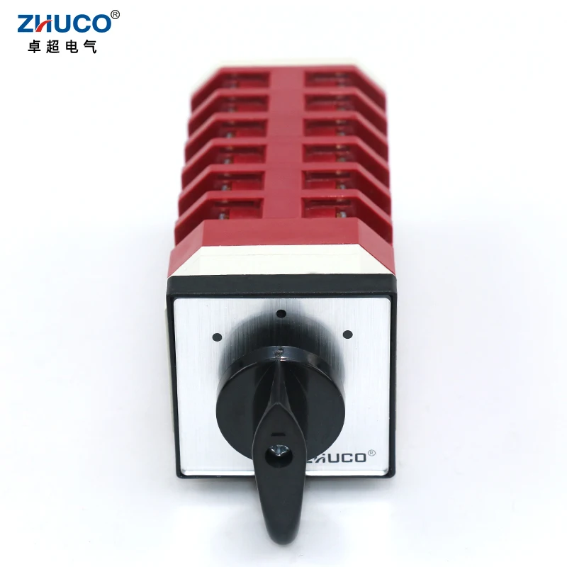 ZHUCO LW12-16/D1689.6 16A Three Position Six Pole Electric Knob Sliver Contact Universal Changeover Control Cam Switch