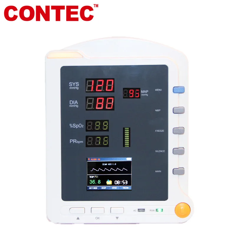 مراقبة المريض CONTEC CMS5100 إشارات حيوية رصد CCU وحدة العناية المركزة ، NIBP / SPO2 / PR