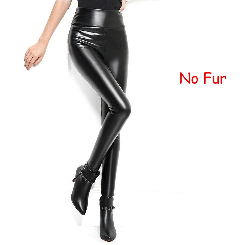 warm winter pants women 2023 High Waist leggings Faux Leather Stretch Pants Skinny Women Velvet Fur Pants Trousers fall korean