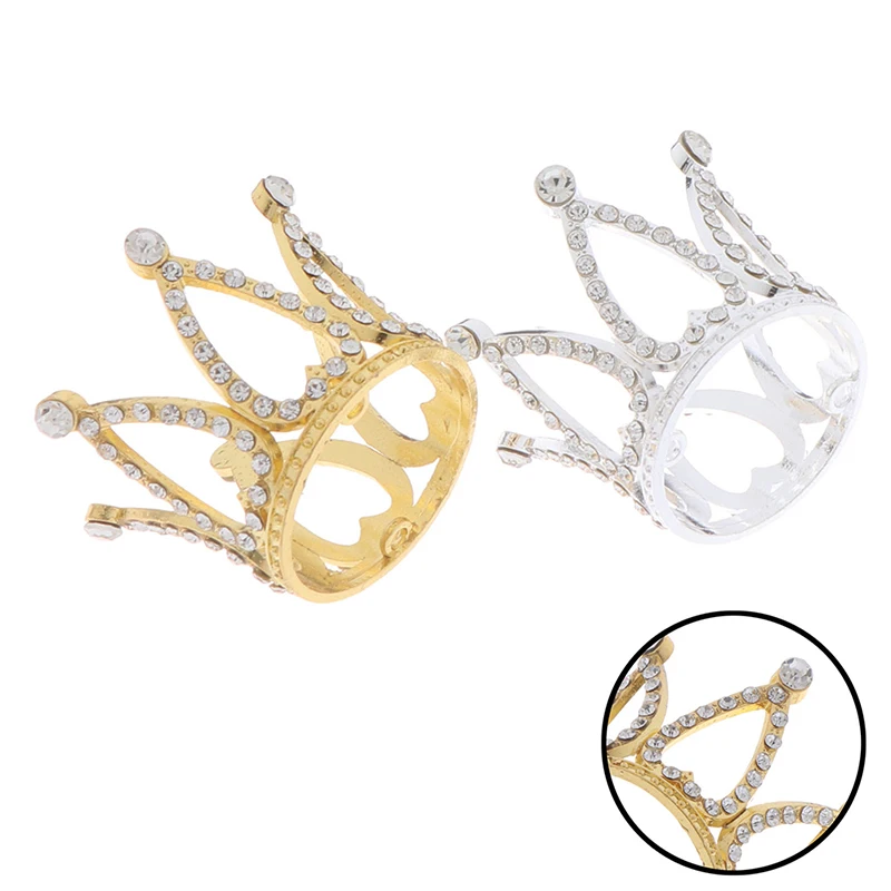 Mini Crown Princess Topper Crystal Pearl Tiara Children Hair Ornaments For Wedding Birthday Party Cake Decorating Craft Toy