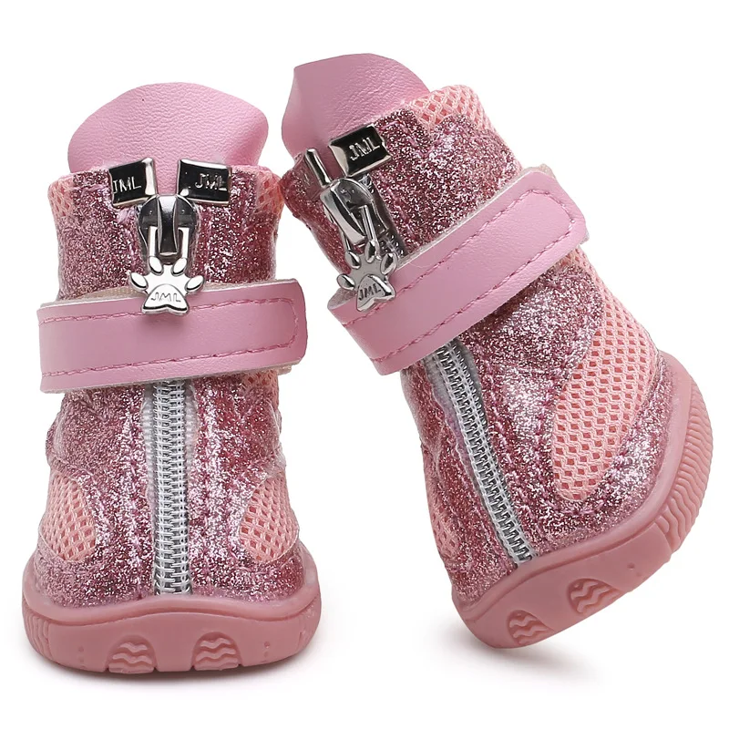 Bling Spring Summer Pet Dog Shoes Breathable Mesh Dog Boots Anti-slip Small Dog Shoes Puppy Sandals