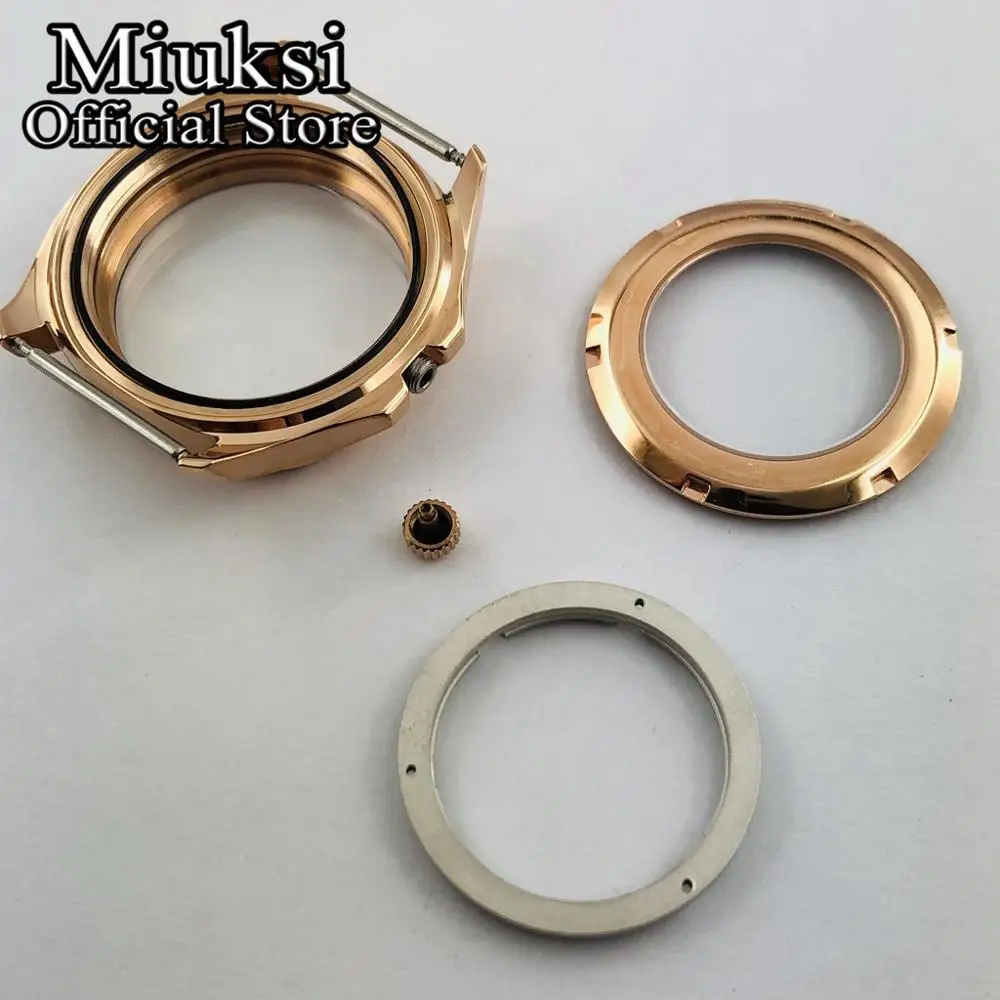 Miuksi 40mm rose gold watch case sapphire glass fit NH35 NH36 ETA2824 2836 Miyota8215 Mingzhu DG2813 3804 PT5000 movement