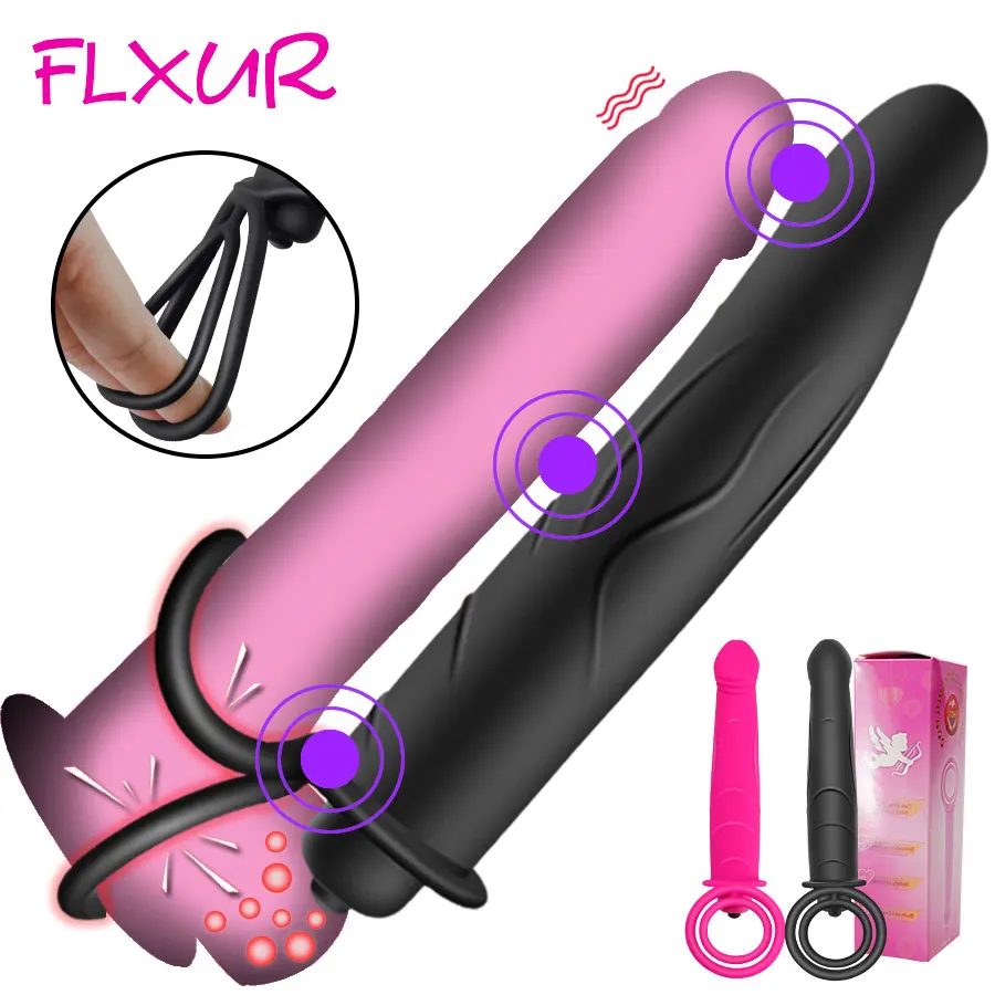 FLXUR-vibrador de doble penetración para hombre y mujer, Juguetes sexuales para parejas, consolador con correa, vibrador con correa en el pene