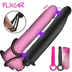 FLXUR doppia penetrazione vibratore giocattoli del sesso per le coppie Strapon Dildo vibratore cinghia sul pene giocattoli del sesso per le donne uomo