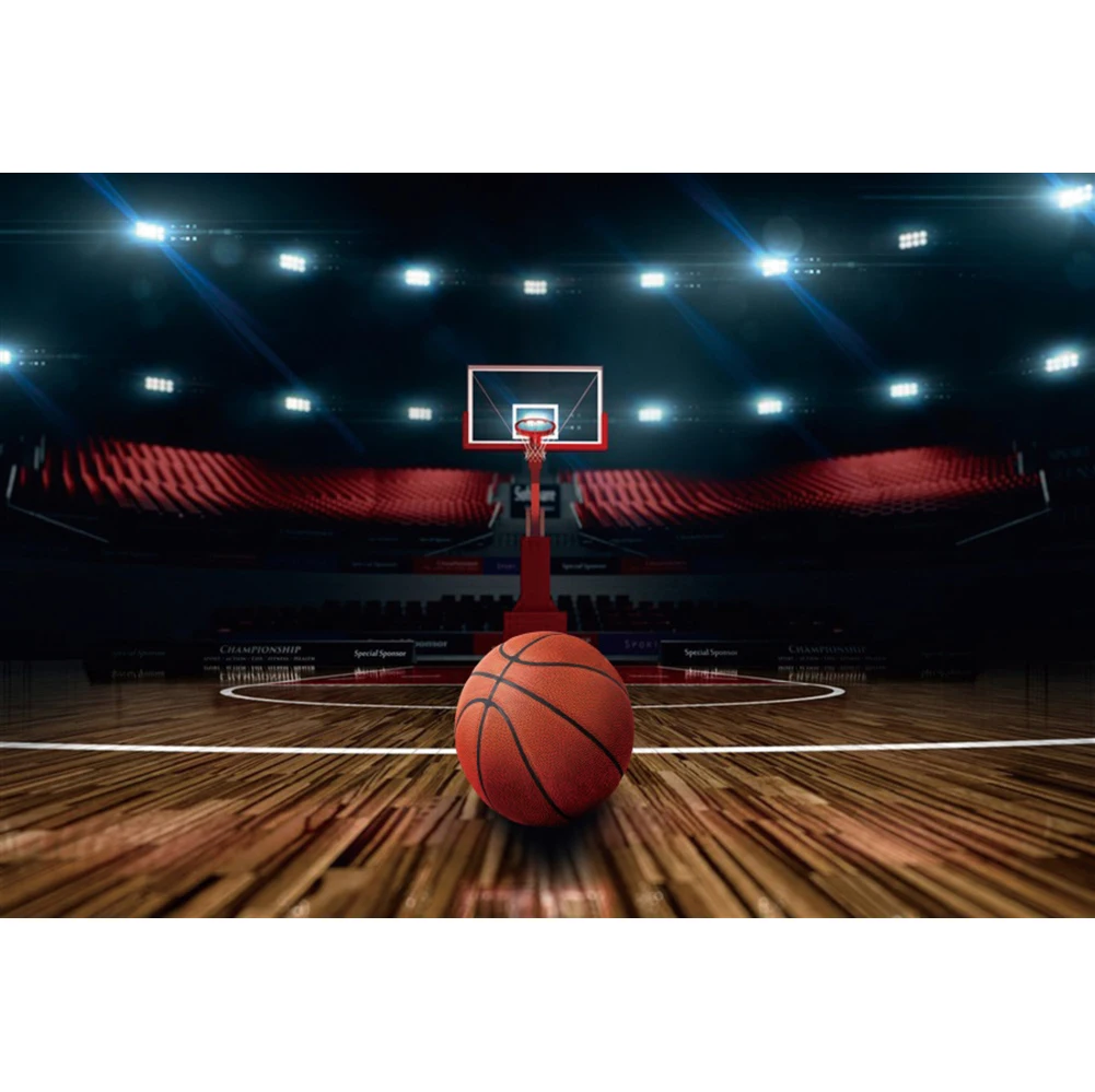 Laeacco Basketball Court Sport Boys sfondo di buon compleanno per fotografia ritratto di bambino Banner personalizzato fondali foto