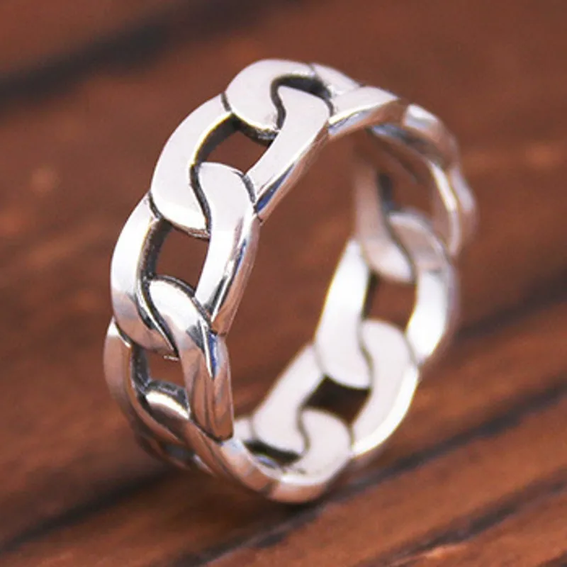 BOCAI New Trendy Braided Couple Ring S925 Pure Silver Fashion Engagement Ring For Men and Women