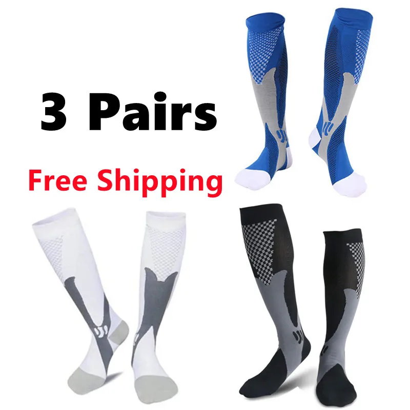 

3 Pairs Compression Socks Men Women 30 mmHg Comfortable Anti Fatigue Athletic Nylon Medical Nursing Sport Running Stockings