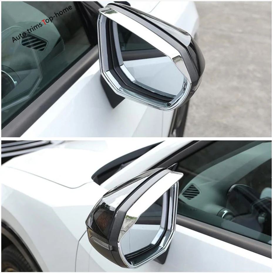 

Yimaautotrims Rearview Mirror Rain Eyebrow Shade Rainproof Blades Cover Trim Fit For Audi Q2 2017 - 2020 Chromium Styling