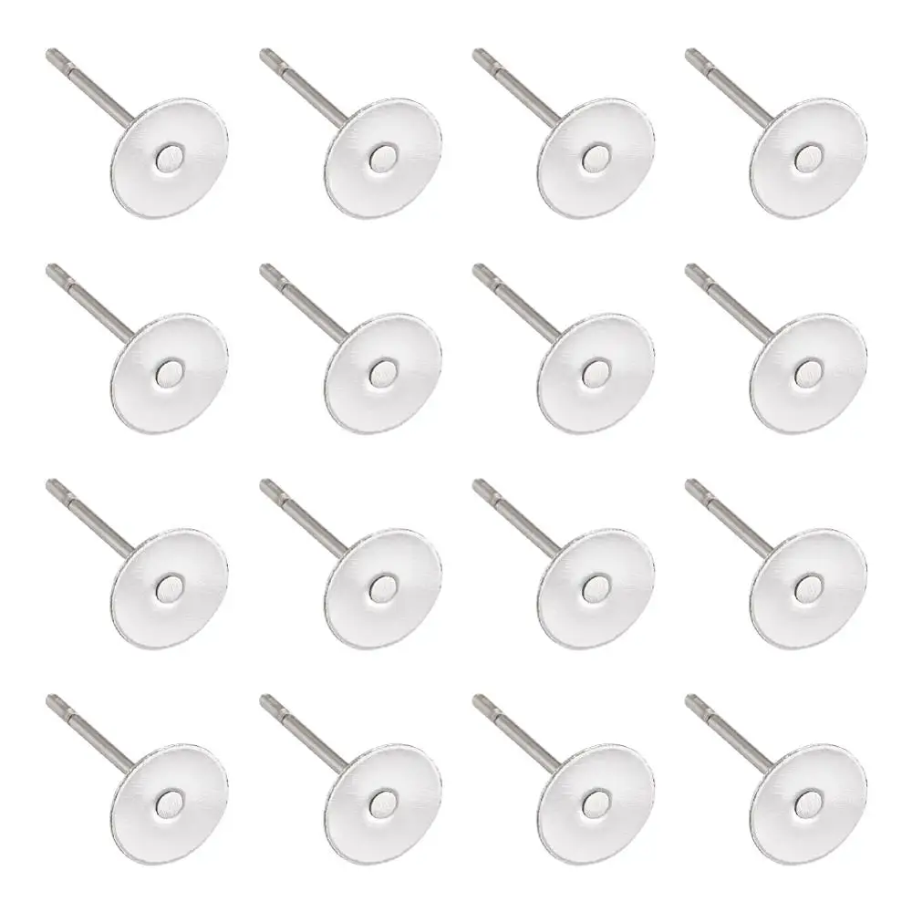 pandahall 304 Stainless Steel Ear Stud Components Jewelry Findings for DIY Earrings Size:12x5mm,12x6mm,12x8mm Pin: 0.7mm