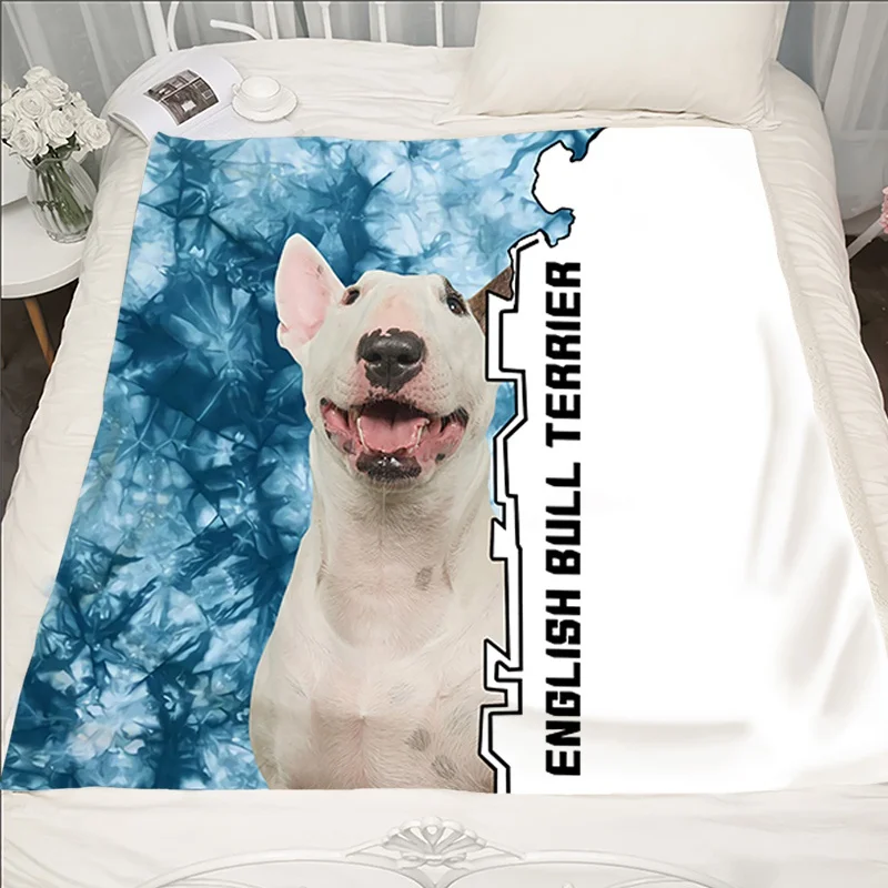 Animal Blanket English Bull Terrier Dog Printing Child Adult Thick Quilt Home Life Picnic Travel Fashion Throw Blanket