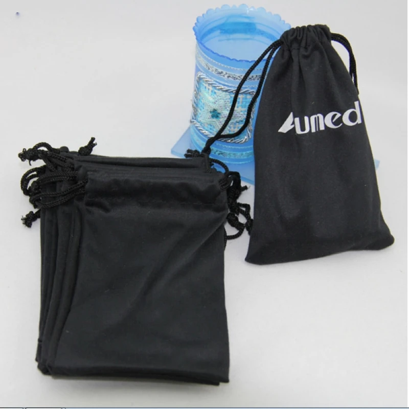 500pcs microfiber customized 3'*2.5' drawstring jewelry bags wholesale custom drawstring gift pouch DHL shipping