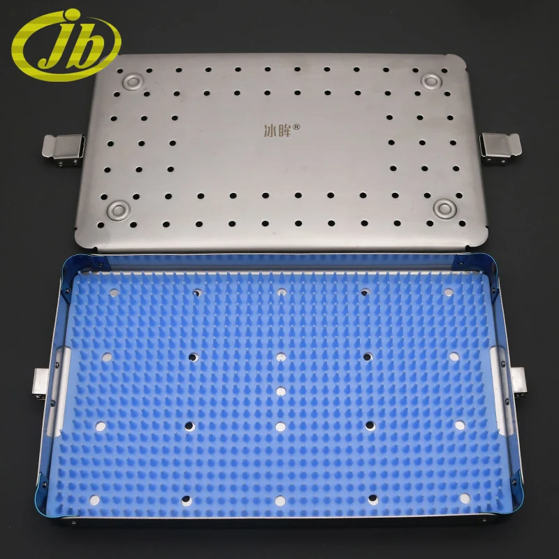 Medical disinfecting box single-deck stainless steel 25*15*2.5cm surgical operating instrument the sterilization box