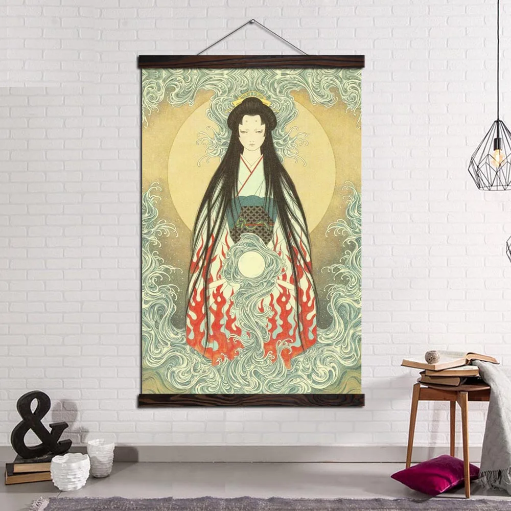 

Wall Art Picture Canvas Poster Painting Home Decoration for Living Room Retro Famous Japanese Ukiyo-e Woman