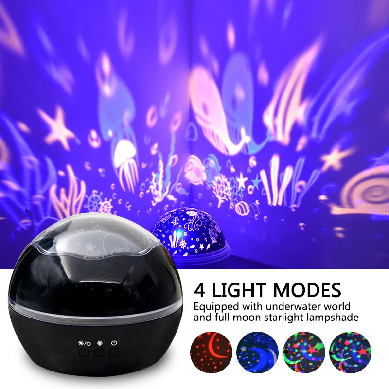 LED Projector Night Light Sky Star Master Rotating Children Kids Baby Sleep Romantic  Sea Projection Lamp