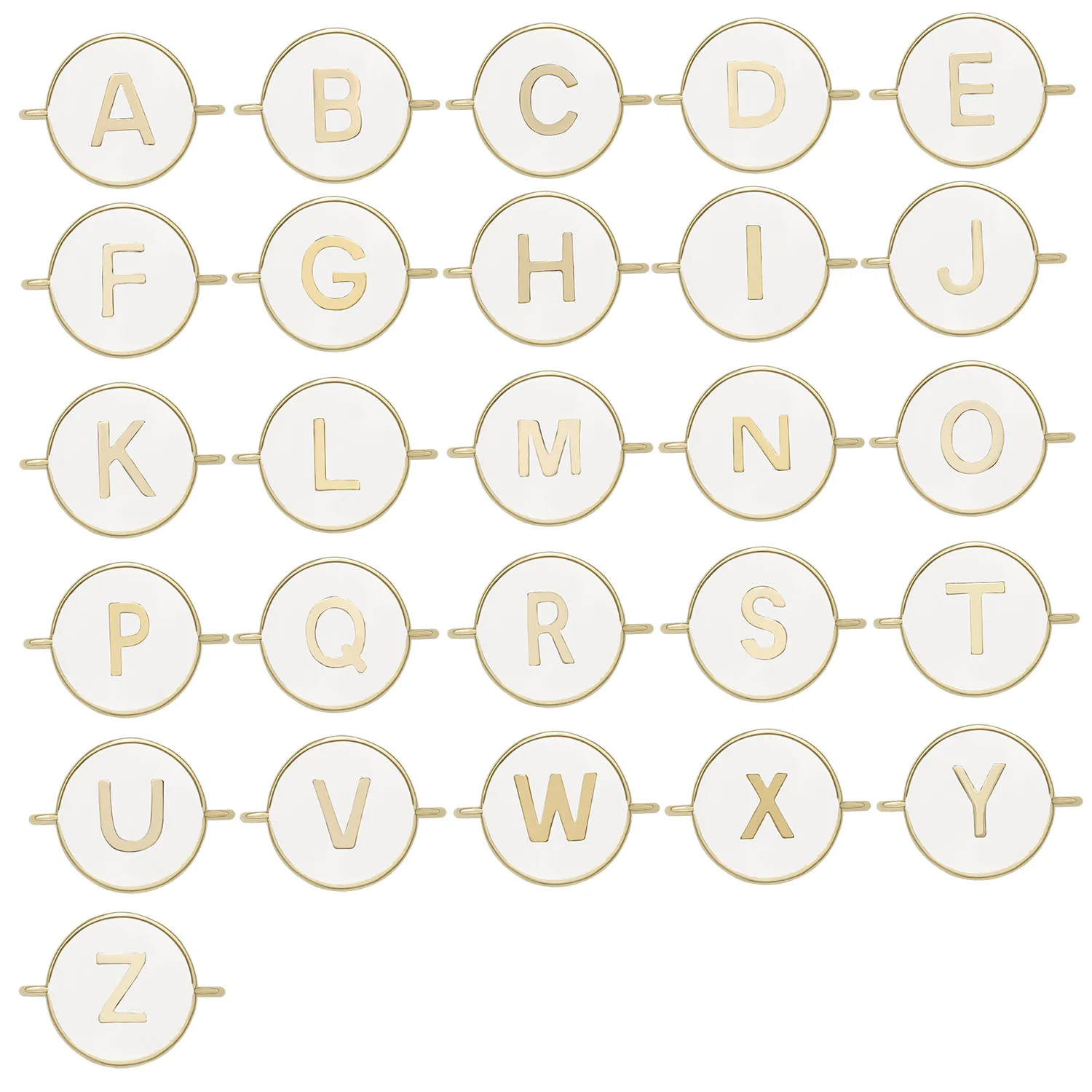 Gold-plated Copper White Enamel Letter A-Z 26 Alphabet Connector Charm For Necklace Bracelet Makings Fashion Brass Jewelry Gift