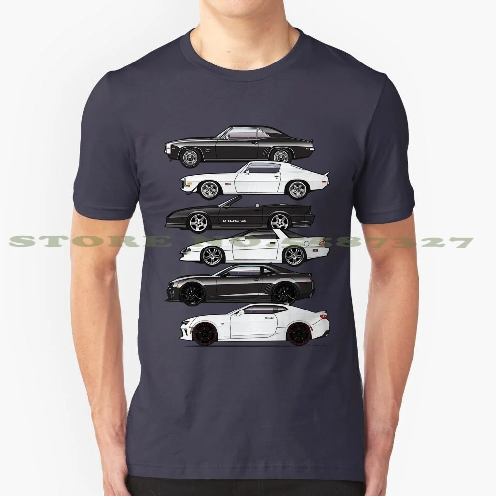 Six Gen Camaros 100% Pure Cotton T-Shirt Six Gen 1967 1969 1970 1974 1976 1978 1979 1982 1986 1992 1993 1996 1998 2002 2009