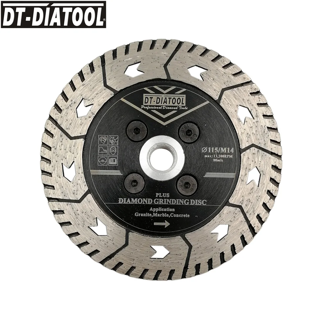 DT-DIATOOL 1pc M14 Dia 115mm/4.5“ Hot Pressed Diamond Grinding Cutting Disc Cut Grind Sharpen Granite Marble Concrete Saw Blade