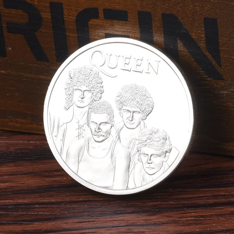 Figura de Freddie Mercury de la cantante de Rock de la Reina, moneda conmemorativa chapada en plata, regalo para fanáticos de Freddie Mercury, juguete de colección
