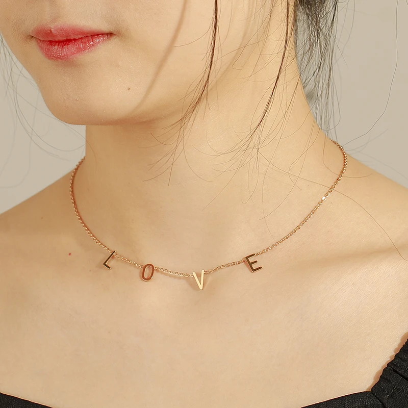 Cazador Personalized Custom Initial Letter Necklaces Customized Choker Necklace Women Stainless Steel Multiple Letters Necklace