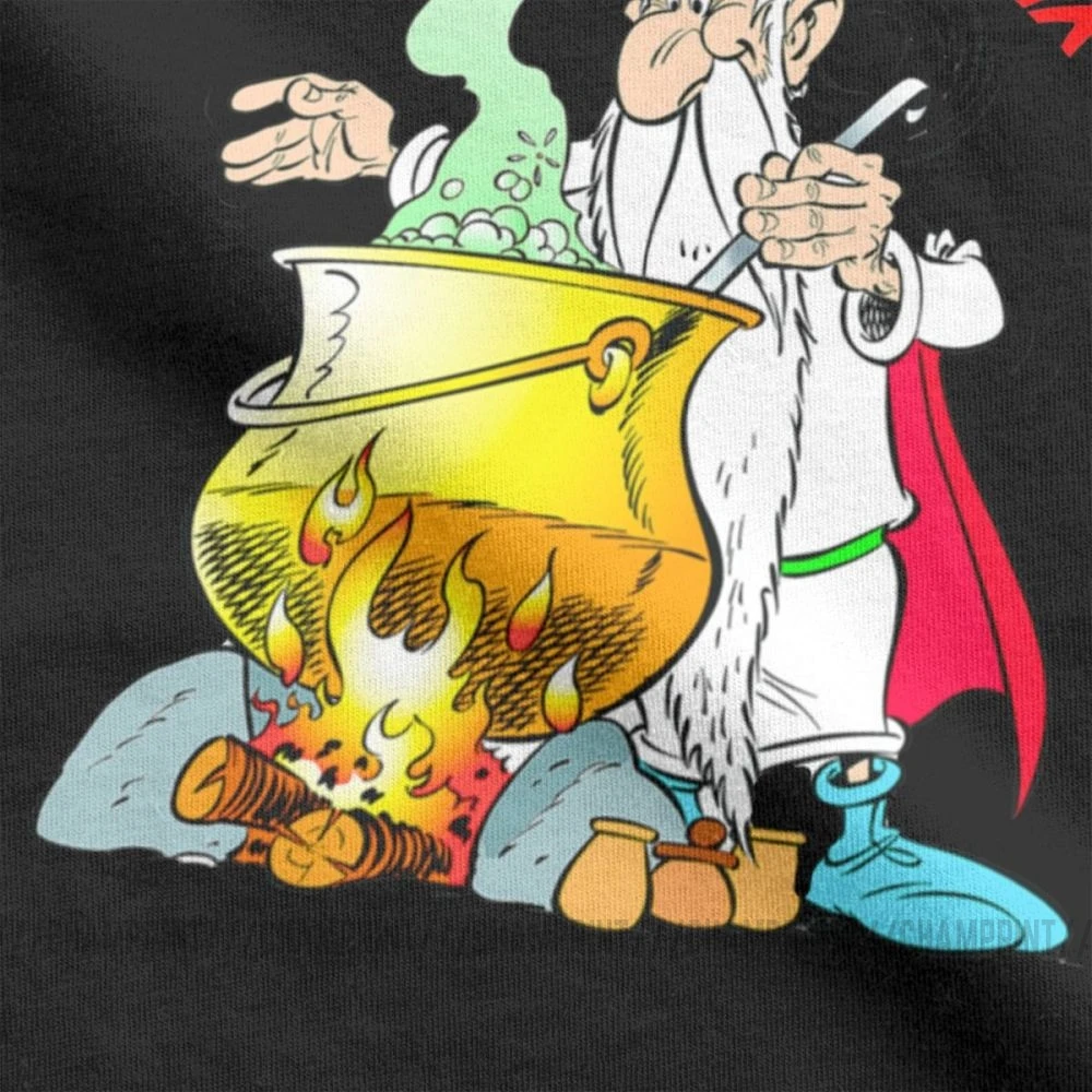 Men Asterix And Obelix T Shirt Panoramix Getafix Asterix Comics Pure Cotton Tops Short Sleeve Round Neck Tees Graphic T-Shirts