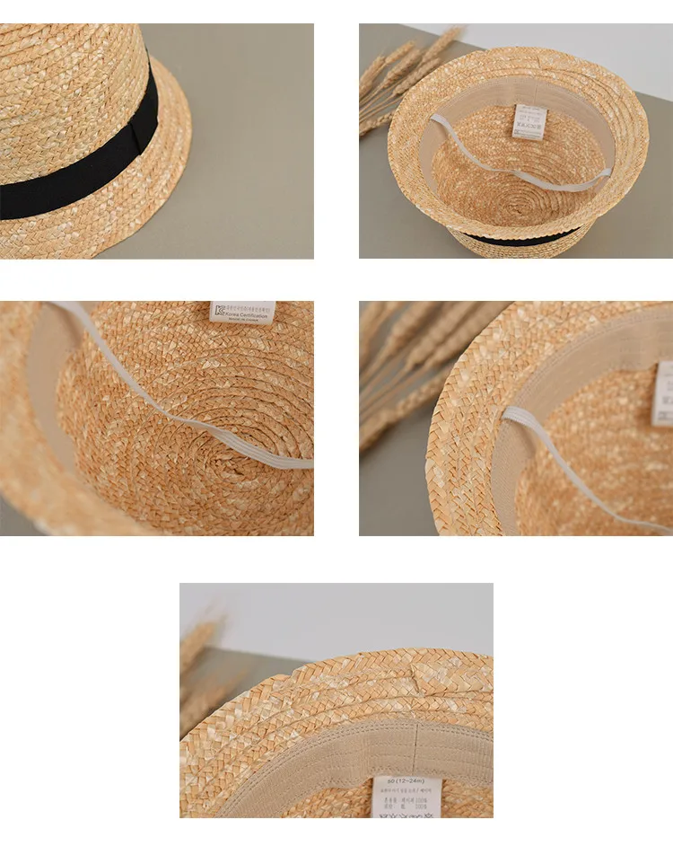 Japanese Style Children Baby Straw Plaited Bucket Hat Fashion Round Top Outdoor Summer Sunhats Infant Kids Boys Girls Hats Caps