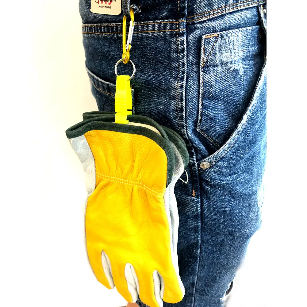 NMSafety Fire Insulation Cowhide Work Yard  Anti-Cutting Construction Leather Welding Gloves with Clip