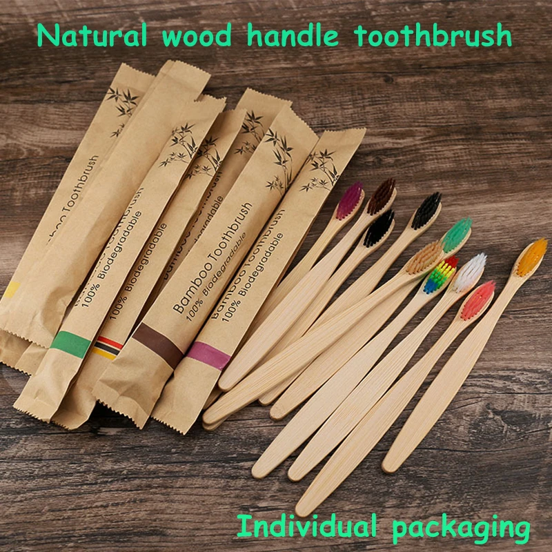 50/100 pcs eco friendly toothbrush Bamboo Resuable Toothbrushes Portable Adult Wooden Soft Tooth Brush for Home Travel Hotel use