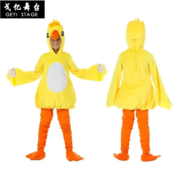 Cute Little Yellow Duck Stage Performance Cosplay Costume Animal Clothing Halloween Party Dress Hoodie for Adult Children