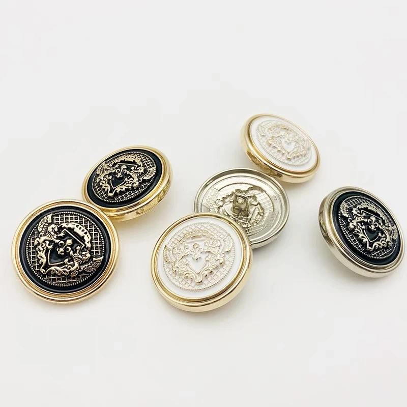 10pcs/lot 15/20/25mm Classic Vintage Jacket Buttons Fashion Black Gold DIY Sewing Buttons for Clothing Round Metal Coat Buttons