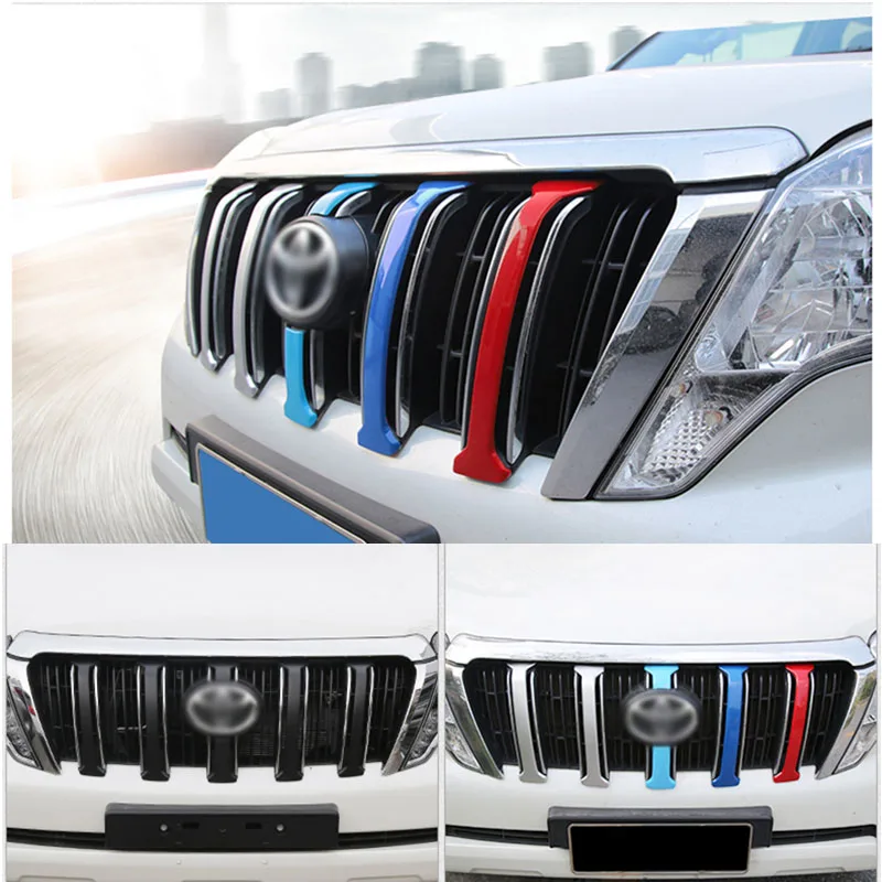 For Toyota Land Cruiser Prado 150 FJ150 Chrome ABS Front Mesh Grille Cover 2014 2015 2016 2017 Car Styling Accessories