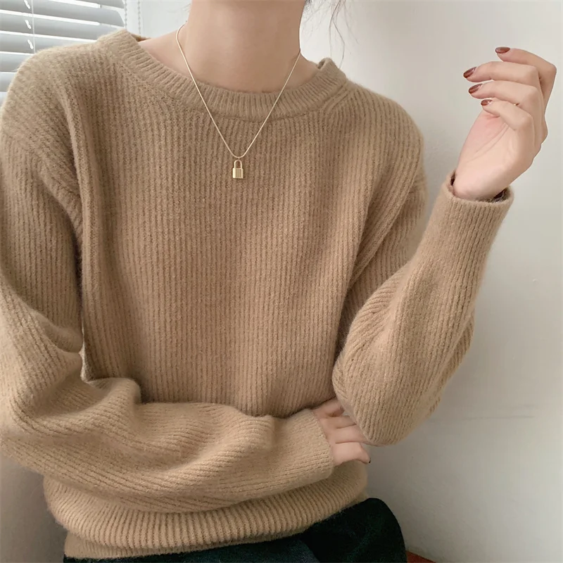 REALEFT Autumn Winter Knitting Women's Sweaters 2021 New Elegant Long Sleeve Casual Loose Chic Women's Pullovers Tops Female