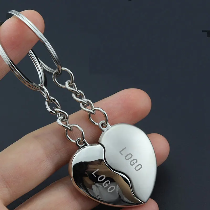 

FreeLogo 100 Pairs Custom Couple Keychain Heart Key Rings Lovers Love Key Chain For Birthday Gift Souvenirs Valentine's Day Gift