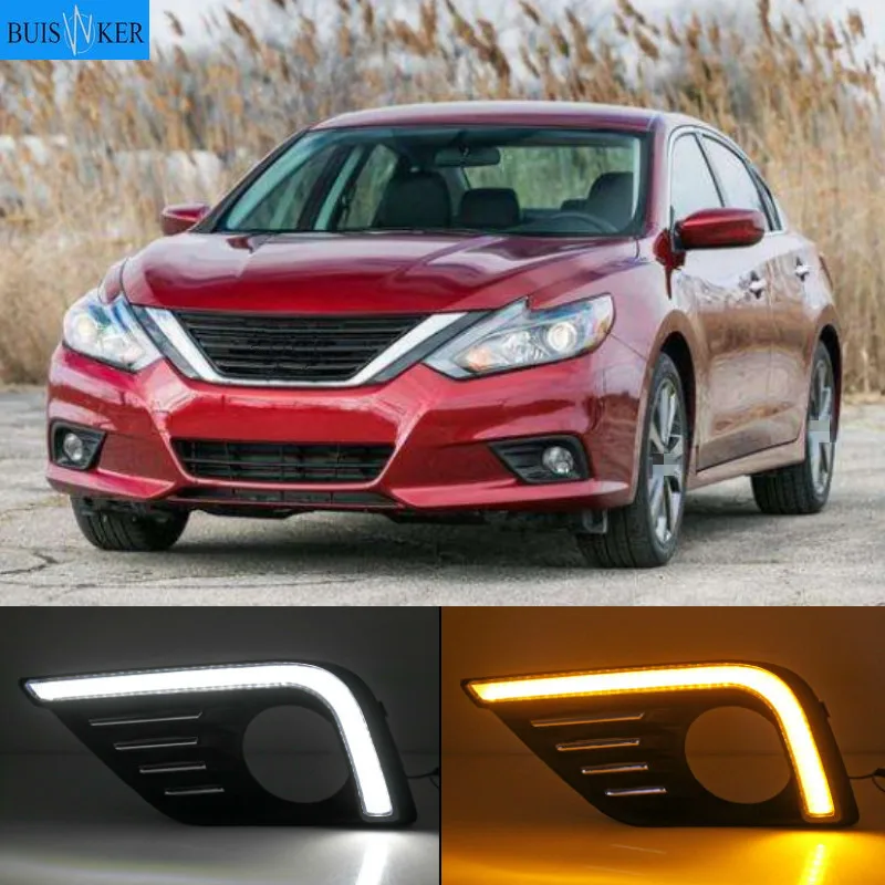 

For Nissan Altima Teana 2017 2018 LED Daytime Running Light Waterproof Car 12V LED DRL fog Lamp with Turn Signal style Relay